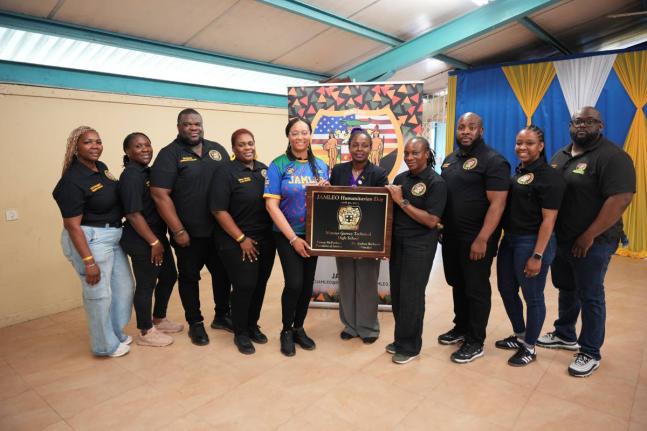Representatives of JAMLEO at last year’s humanitarian mission at Marcus Garvey Technical High School in St Ann.