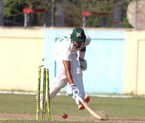 Jamaica Scorpions batsman Abhijai Mansingh was found short of his ground following a brilliant direct hit run out by Jonathan Drakes from the Barbados Pride during their West Indies Championship cricket match at Chedwin Park yesterday.