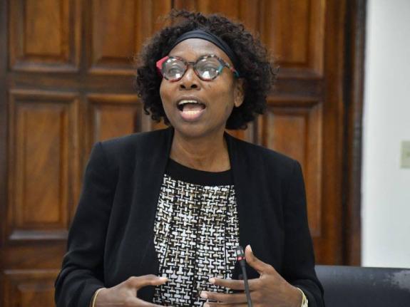 Medical Officer of Health for Westmoreland, Dr. Marcia Graham, addresses the monthly meeting of the Westmoreland Municipal Corporation in Savanna-la-Mar on April 9. 