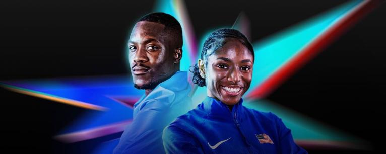 Letsile Tebogo (left) and Melissa Jefferson-Wooden.