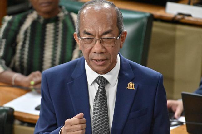 Deputy Prime Minister and Minister of National Security and Peace Dr Horace Chang speaks during a sitting of Parliament at the start of the 2026–27 Sectoral Debate at Gordon House on Duke Street, Kingston, yesterday.