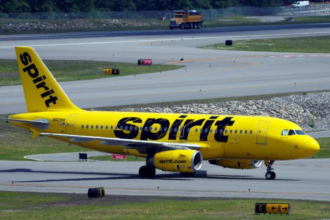 A Spirit Airlines 319 Airbus taxis at Manchester Boston Regional Airport, Friday, June 2, 2023, in Manchester, N.H. (AP Photo/Charles Krupa, File)