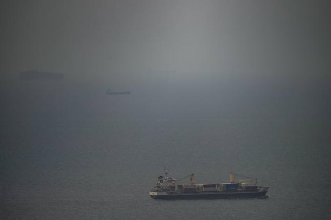 The Jordan flagged cargo ship "Baghdad" sails in Persian Gulf towards Strait of Hormuz in United Arab Emirates, Wednesday, April 22, 2026. (AP Photo)
