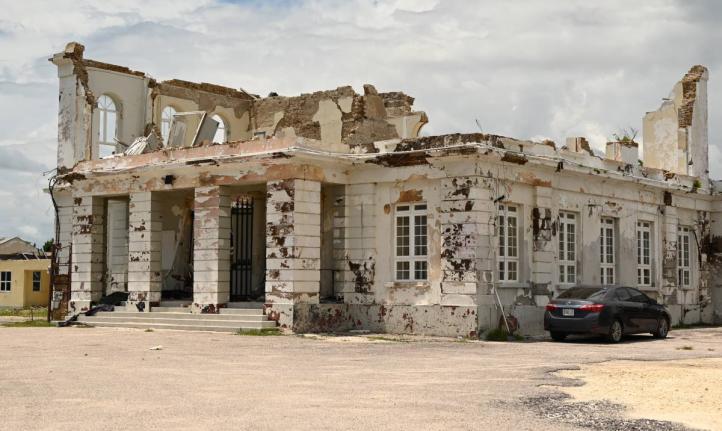 Ruined remains of the St Elizabeth Parish Court on High Street in Black River, six months after Hurricane Melissa made landfall on October 28, 2025.