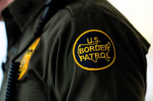 A US Border Patrol badge is displayed as Gregory Bovino, chief patrol agent of the US Border Patrol's El Centro Sector, stands in a conference room before an interview with The Associated Press in Los Angeles, August 25, 2025. (AP Photo/Jae C. Hong, File)