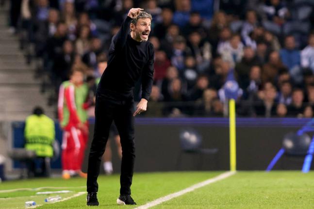 Royal Antwerp’s head coach Mark van Bommel reacts during a Champions League Group H  match between Porto and Antwerp at Estadio do Dragao in Porto, Portugal, November 7, 2023. 