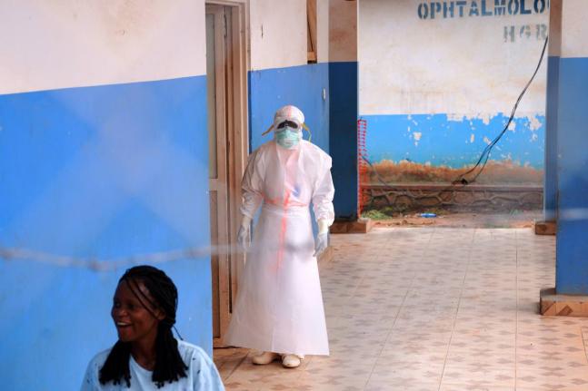 A healthcare worker at an Ebola treatment centre in Ituri, Democratic Republic of the Congo, on July 22.

