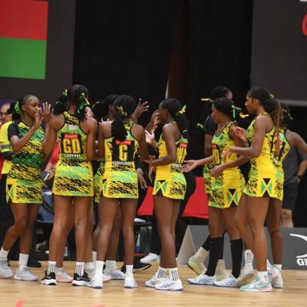Jamaica’s U21 netballers celebrate.