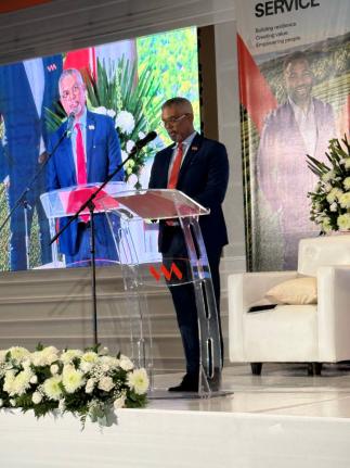 Contributed VM Group Chairman Michael McMorris addresses shareholders at the annual general meeting on Tuesday, July 28, 2026, at the Jamaica Pegasus Hotel in Kingston.