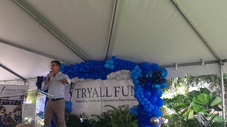 Kenton Jones, the managing director of the Tryall Club, addresses the beneficiaries of the Tryall Fund 2026 Scholarship awards.