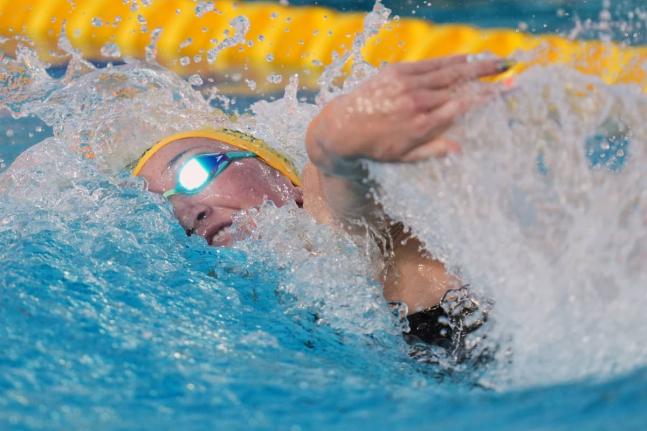 
Lani Pallister, of Australia, competes in the women’s 400-metre freestyle final at the Pan Pacific Swimming Championships in Irvine, California, on Friday.
