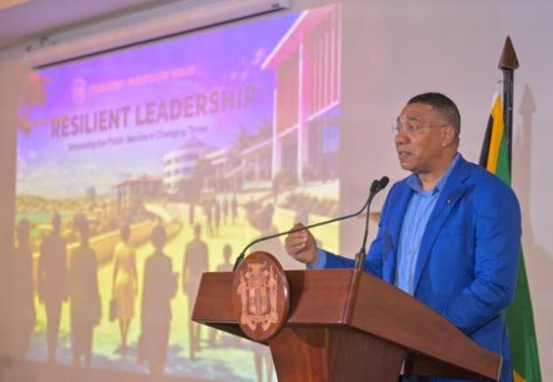 Prime Minister Dr Andrew Holness addressing the Permanent Secretaries' Board Retreat, which was held at the Sandals Ochi Beach Resort in St Ann on Friday, August 14, 2026. 