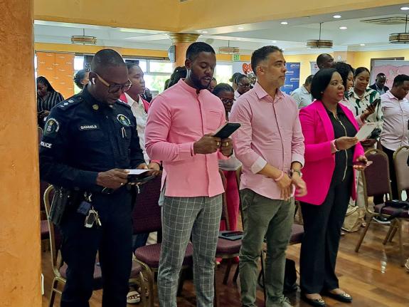 From left: Senior Superintendent of Police Eron Samuels, commanding officer for the St James Police Division; Councillor Richard Vernon, mayor of Montego Bay; Jason Russell, president of the Montego Bay Chamber of Commerce and Industry; and Roshane Reid-Ko