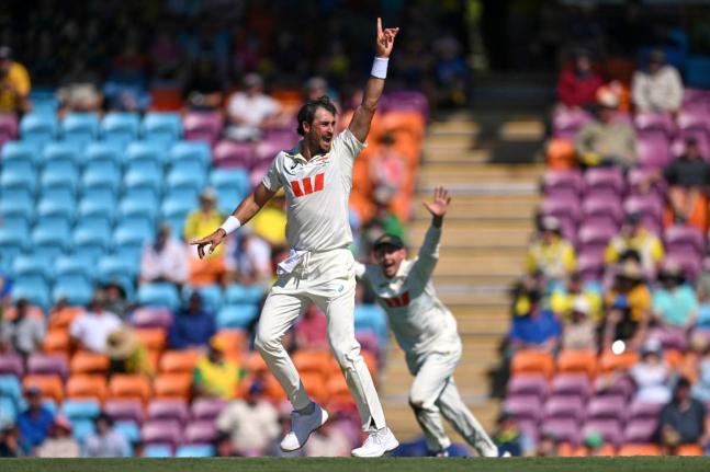 AP 
Mitchell Starc of Australia appeals unsuccessfully for a wicket during play on day two of the first Test against Bangladesh in Darwin, Australia, on Friday.