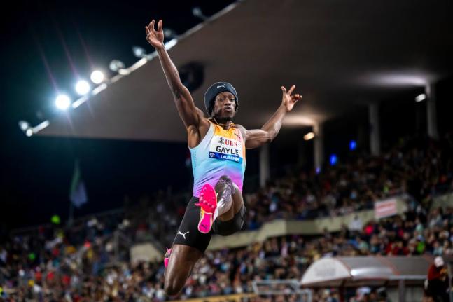 Jamaica’s Tajay Gayle competes in the men’s long jump.