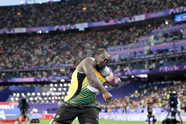 Rajindra Campbell of Jamaica competing in the men’s shotput finals at the Stade de France in Paris, France on Saturday, August 3, 2024. Campbell mined bronze in the event with a throw of 22.15m.