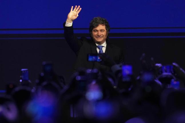 Argentina President Javier Milei arrives to speak at the Madrid Forum in Santiago, Chile last Thursday.