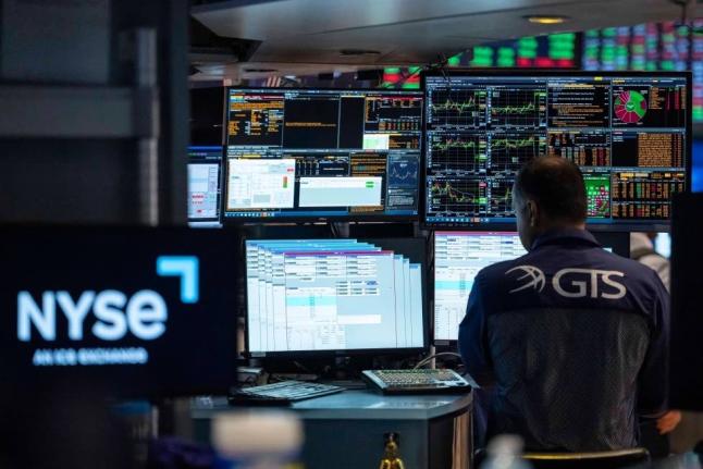 Specialist Dilip Patel on the floor of the New York Stock Exchange on August 24.  