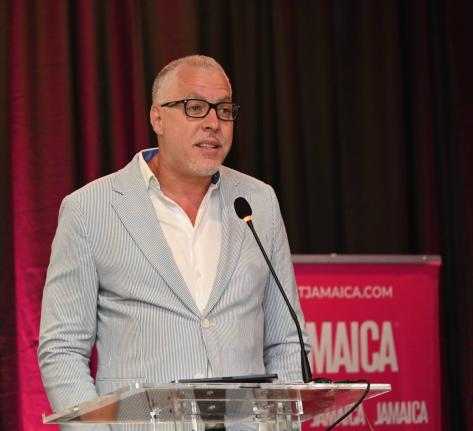 Deputy Director of Tourism for the Americas, Phillip Rose, addressing delegates at the opening forum of the Jamaica Product Exchange at Moon Palace Jamaica in Ocho Rios, St Ann on September 14, 2026.