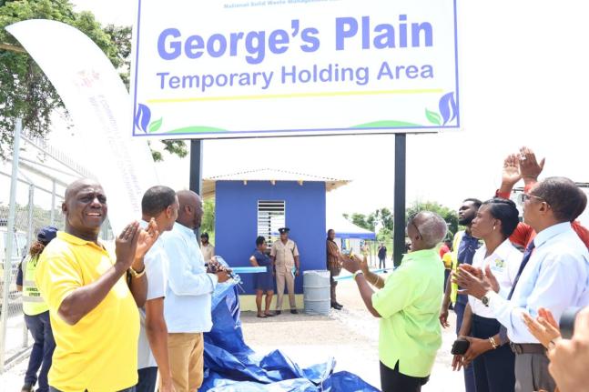 From left: Audley Gordon, executive director of the National Solid Waste Management Authority (NSWMA); Dwayne Vaz, Member of Parliament for Central Westmoreland; Danree Delancy, Mayor of Savanna-la-Mar; and Desmond McKenzie, Minister of Local Government an