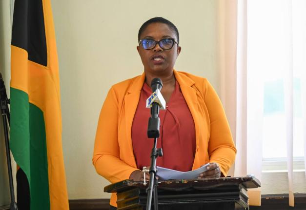 Medical Officer of Health for Portland, Dr Sharon Lewis, delivering an update on the state of health in the parish during the recent monthly sitting of the Portland Municipal Corporation.