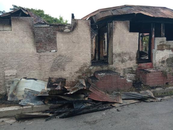 A house along Old Market Street in Spanish Town, St Catherine that was destroyed by a fire on September 15, 2026.
