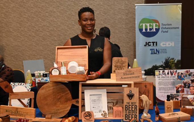 Lacey Ann Bartley, managing director of Bartley’s AllInWood, displaying some of her products.