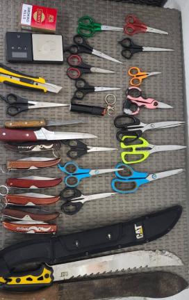Some of the weapons seized by the police in the Half-Way Tree commercial hub in St Andrew since August 16.