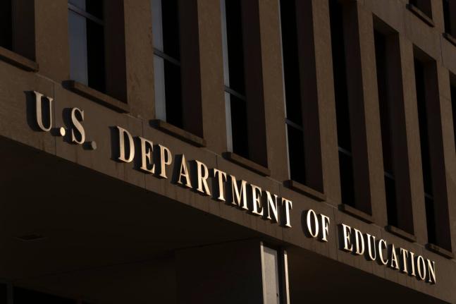 FILE - The headquarters of the U.S. Department of Education, March 12, 2025, in Washington. (AP Photo/Mark Schiefelbein, File)