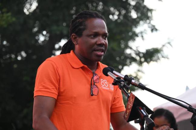People’s National Party Member of Parliament Damion Crawford speaking at the party’s 88th annual conference at Independence Park in Savanna-la-Mar, Westmoreland on Sunday, September 20, 2026.