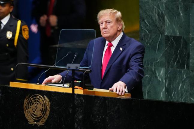 President Donald Trump speaks to the United Nations General Assembly, Tuesday.