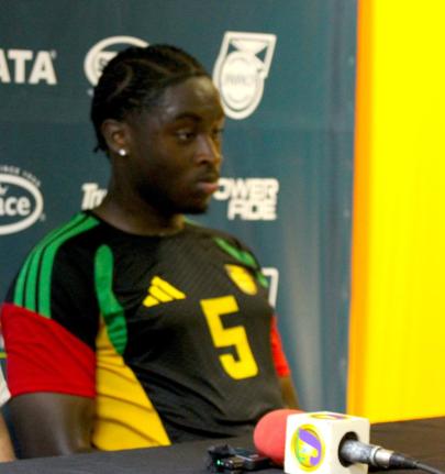 United Kingdom-based Reggae Boy Courtney Clarke at yesterday’s pre-match press conference at the National Stadium. Jamaica will face Guatemala in a Concacaf Nations League - League A match at 7 p.m. at the National Stadium. 