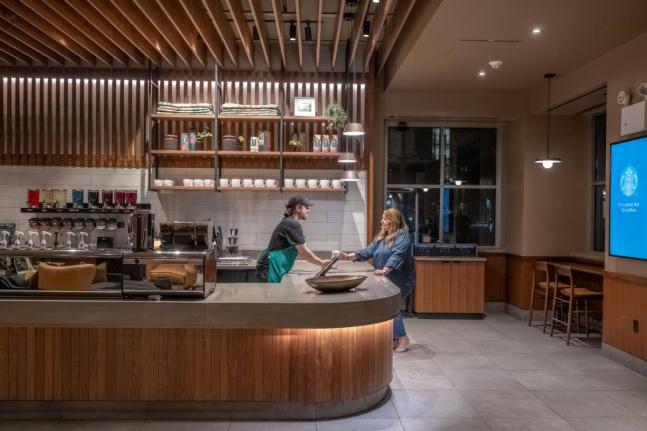 
Starbucks coffeehouse in New York, USA. 