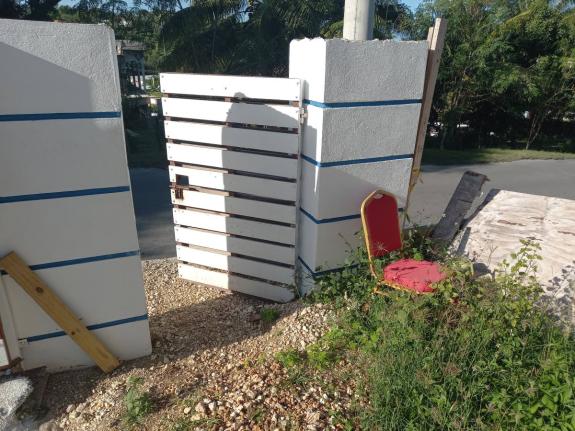 This October 2021 photo shows a pedestrian gate leading to the Pathways International Kingdom Restoration Ministries in Montego Bay.