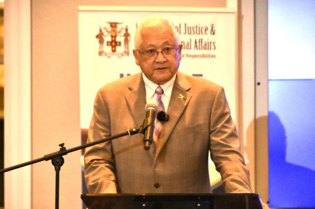 Minister of Justice and Constitutional Affairs, Delroy Chuck, addressing the Ministry’s Alternative Dispute Resolution Policy Development and Estate Planning Forum, held at Sandals Dunn’s River in St Ann on September 25.