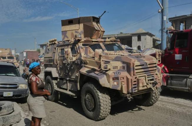 An armoured police vehicle that is part of Gang Suppression Force (GSF) patrols in Port-au-Prince, Haiti, Tuesday, September 29, 2026. 
